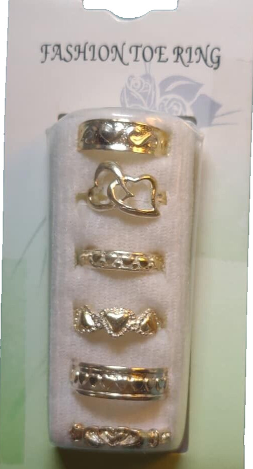 Toe rings,  6 pack set , silver tone ,fashion