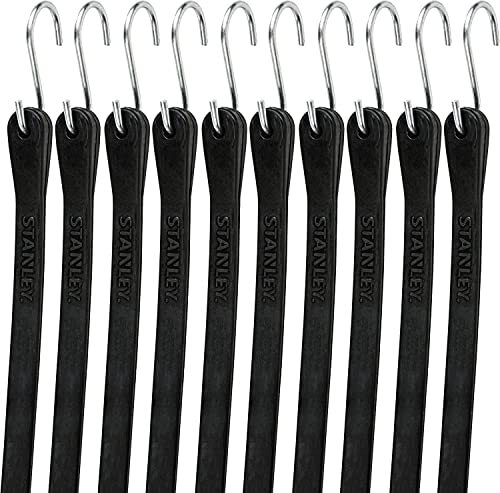 10 Pack 15 Inch Heavy Duty Flat Rubber Bungee Cords with Hooks for Cargo Tarps