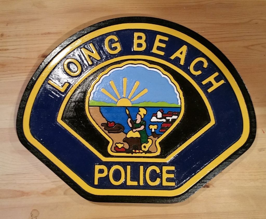 Police Longs Beach California 3D routed carved Patch Plaque Sign Custom