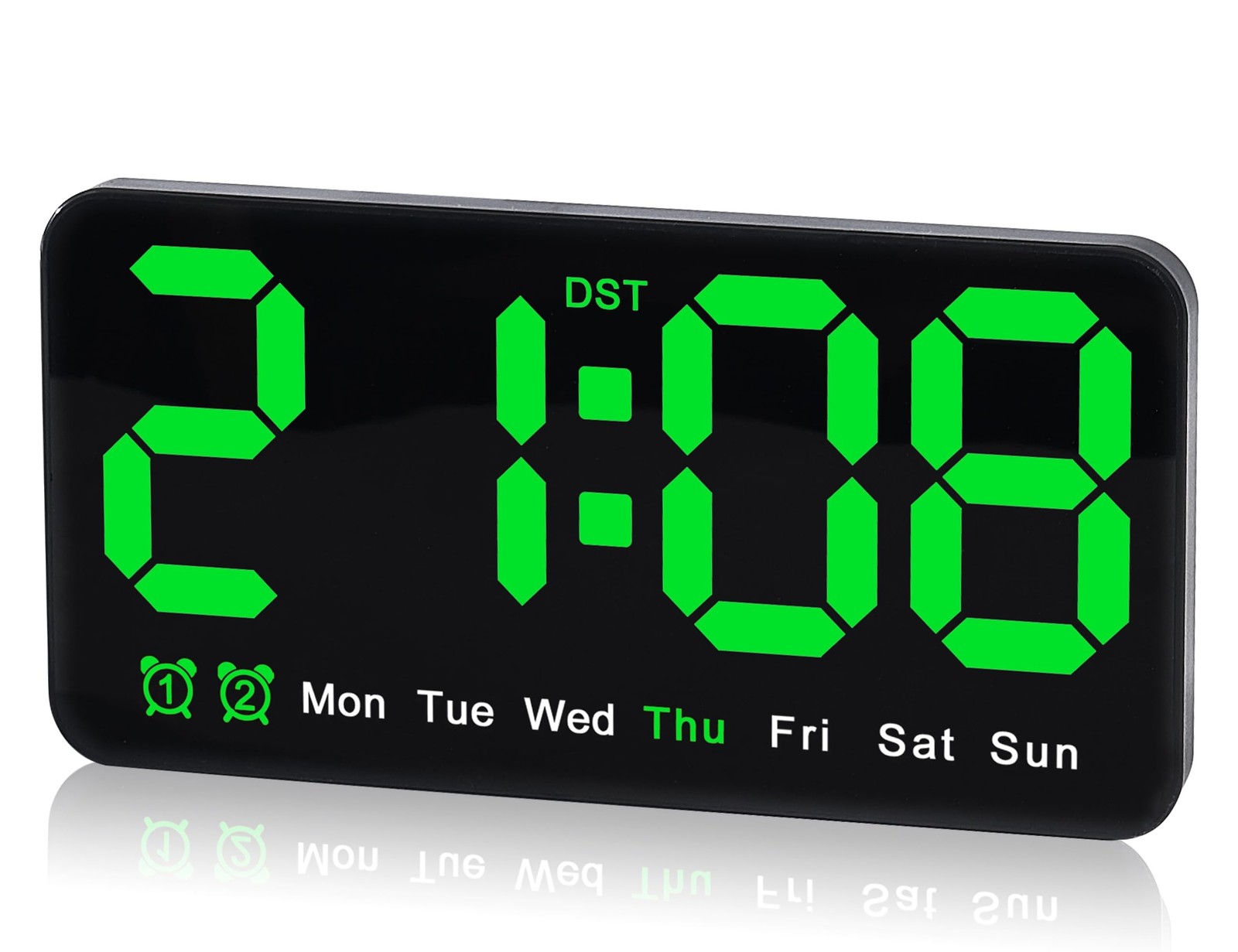 9.5 Inch Large Digital Wall Clock with LED Display, Auto DST, Dual Alarm with...