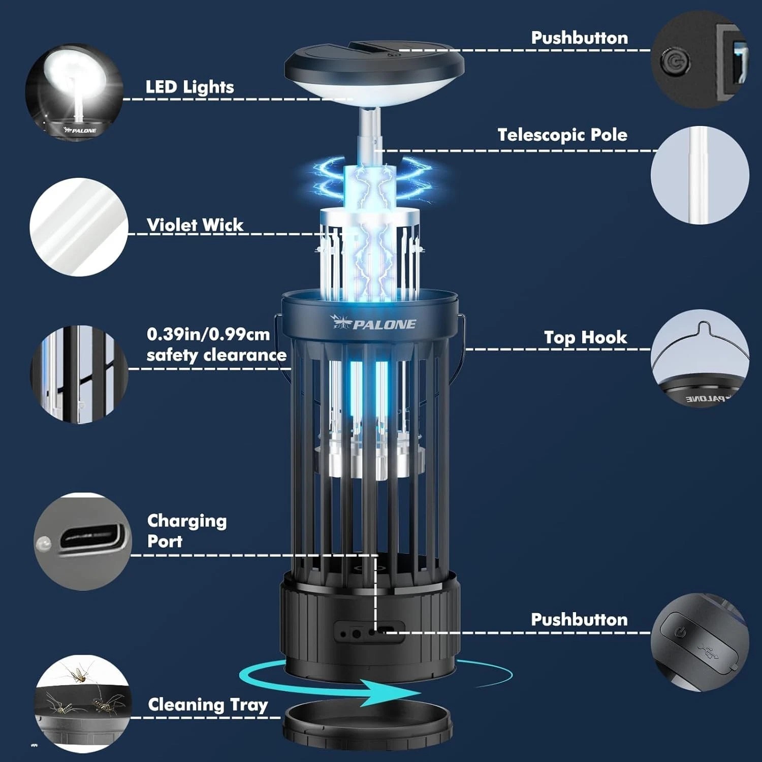 Rechargeable Bug Zapper with Adjustable Light for Indoor Outdoor, , Camping，c