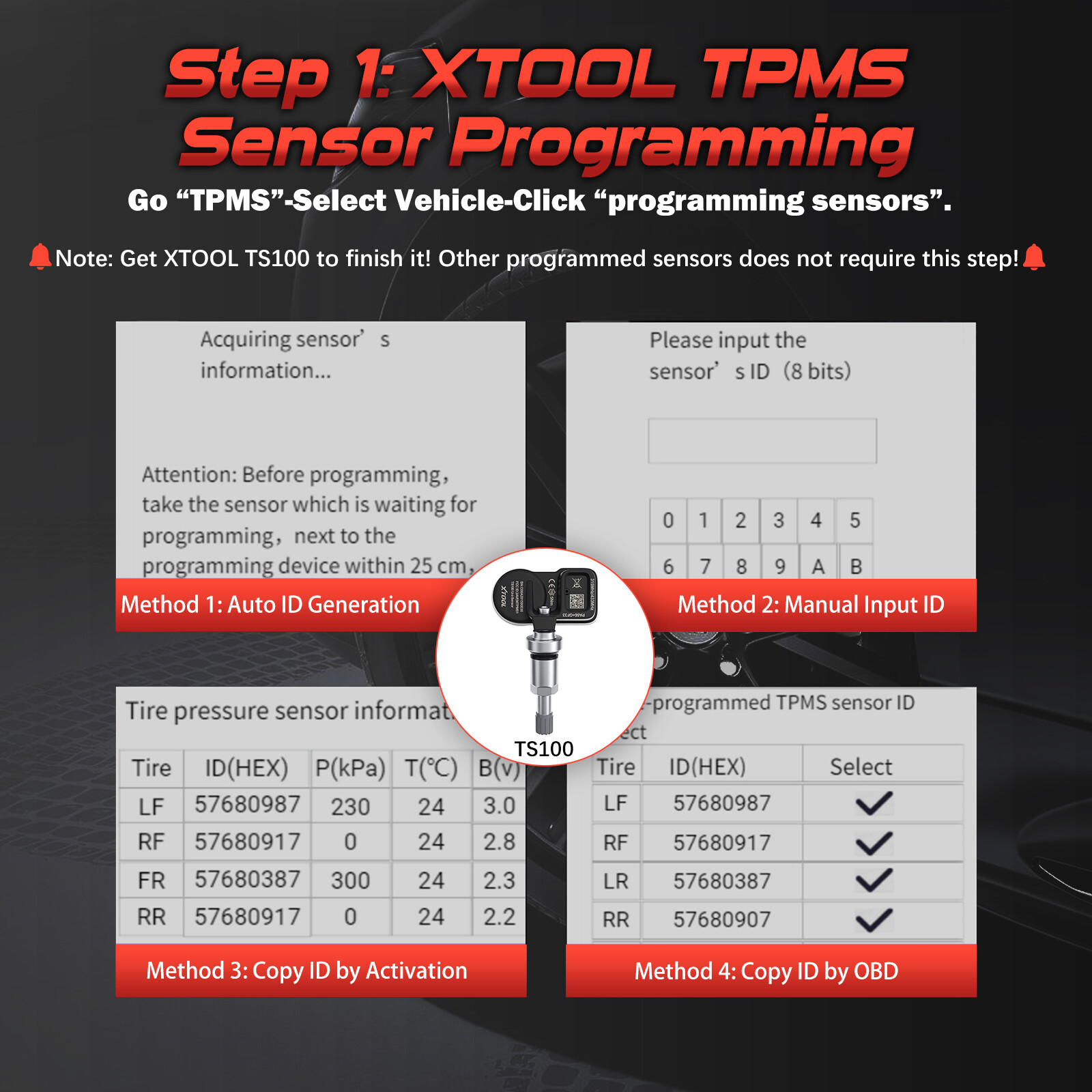 XTOOL TP150 TPMS Tire Programmer Universal Sensor Relearn Reset Activate Scanner