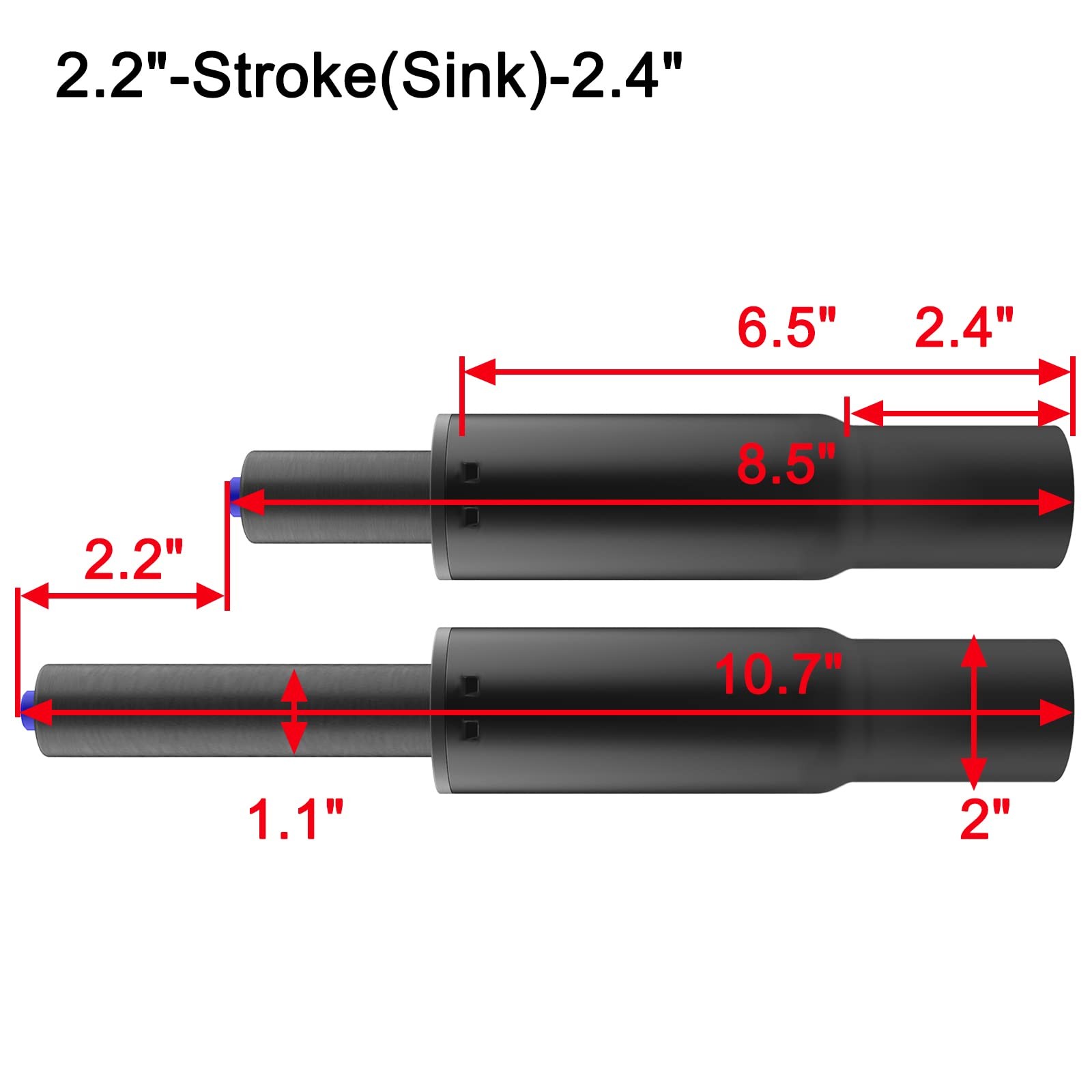 2.2" Stroke Office Chair Gas Lift Cylinder , Heavy Duty 450lbs Shortest Gas S...