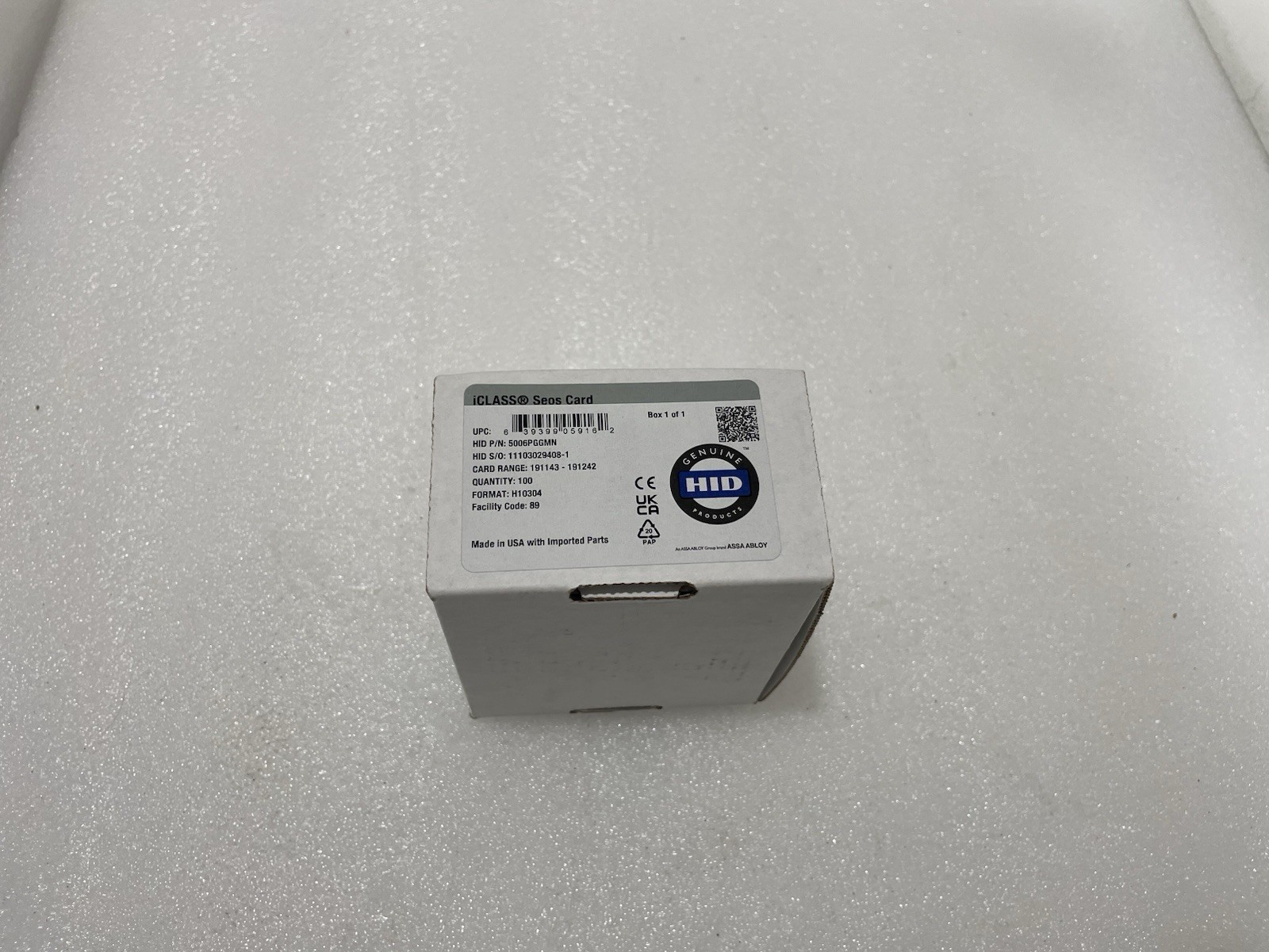 100 HID 5006PGGMN iClass Seos Prox Cards White New!