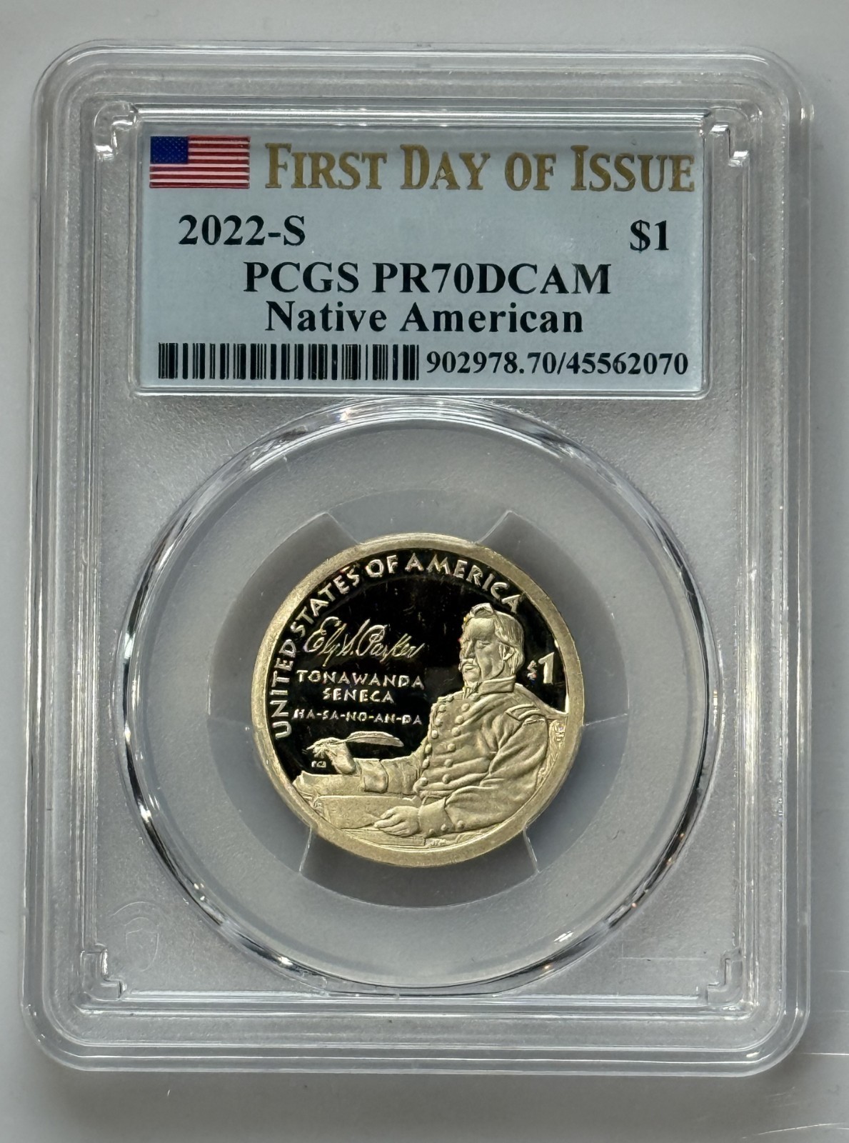 2022 - S Native American Dollar - Sacagawea - PCGS PR70DCAM - First Day of Issue