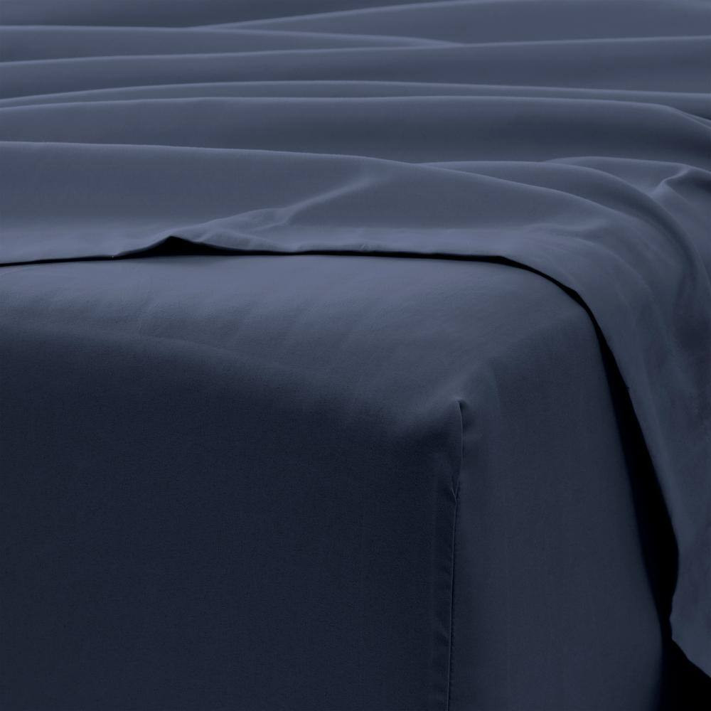 6-Piece Navy Solid Microfiber Twin XL Sheet Set