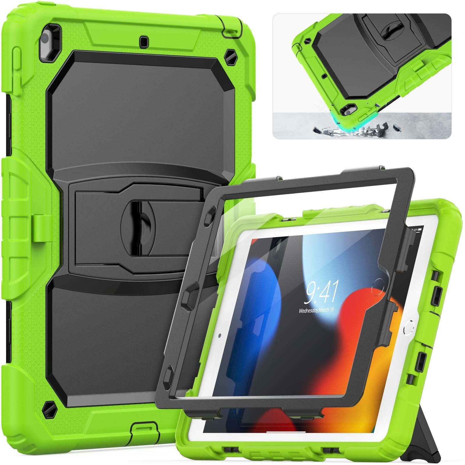 HXCASEAC Kids Case for iPad 9th/8th/7th Generation, Full Body Protective Desi...