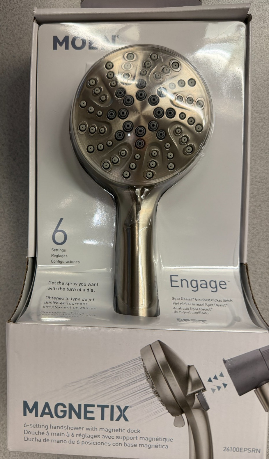 Moen Engage 26100EPSRN Magnetix Shower Head Handheld Sprayer, 6 Spray Functions