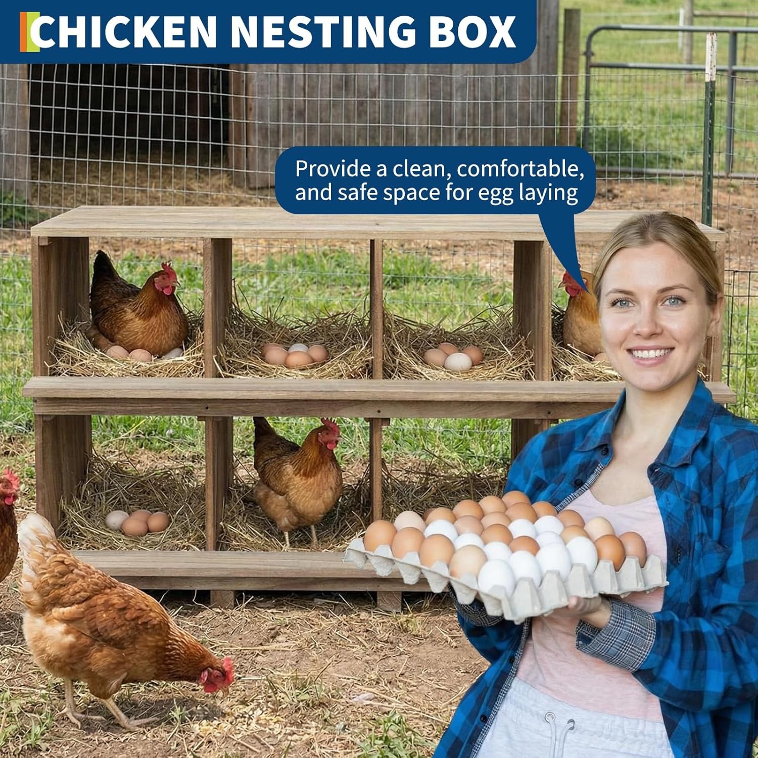 Chicken Nesting Box 8 Compartment Wooden Nesting Boxes Floor Stand/Wall Mount