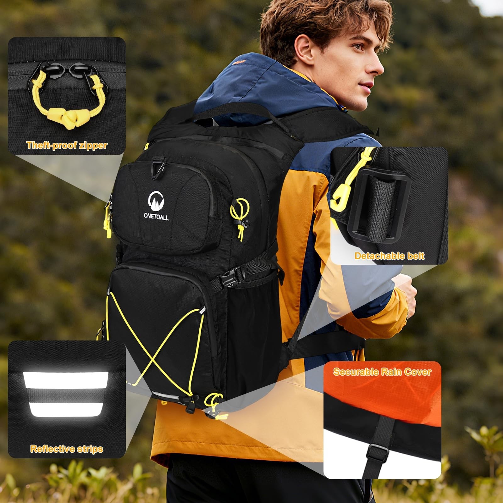 Hydration Backpack 22L, Hiking Backpack with 2L Leakproof Bladder, Sewn-in Ra...