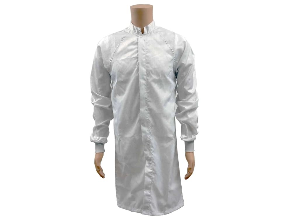 Transforming Technologies JLM6203WH - ESD Cleanroom Frock, White, M