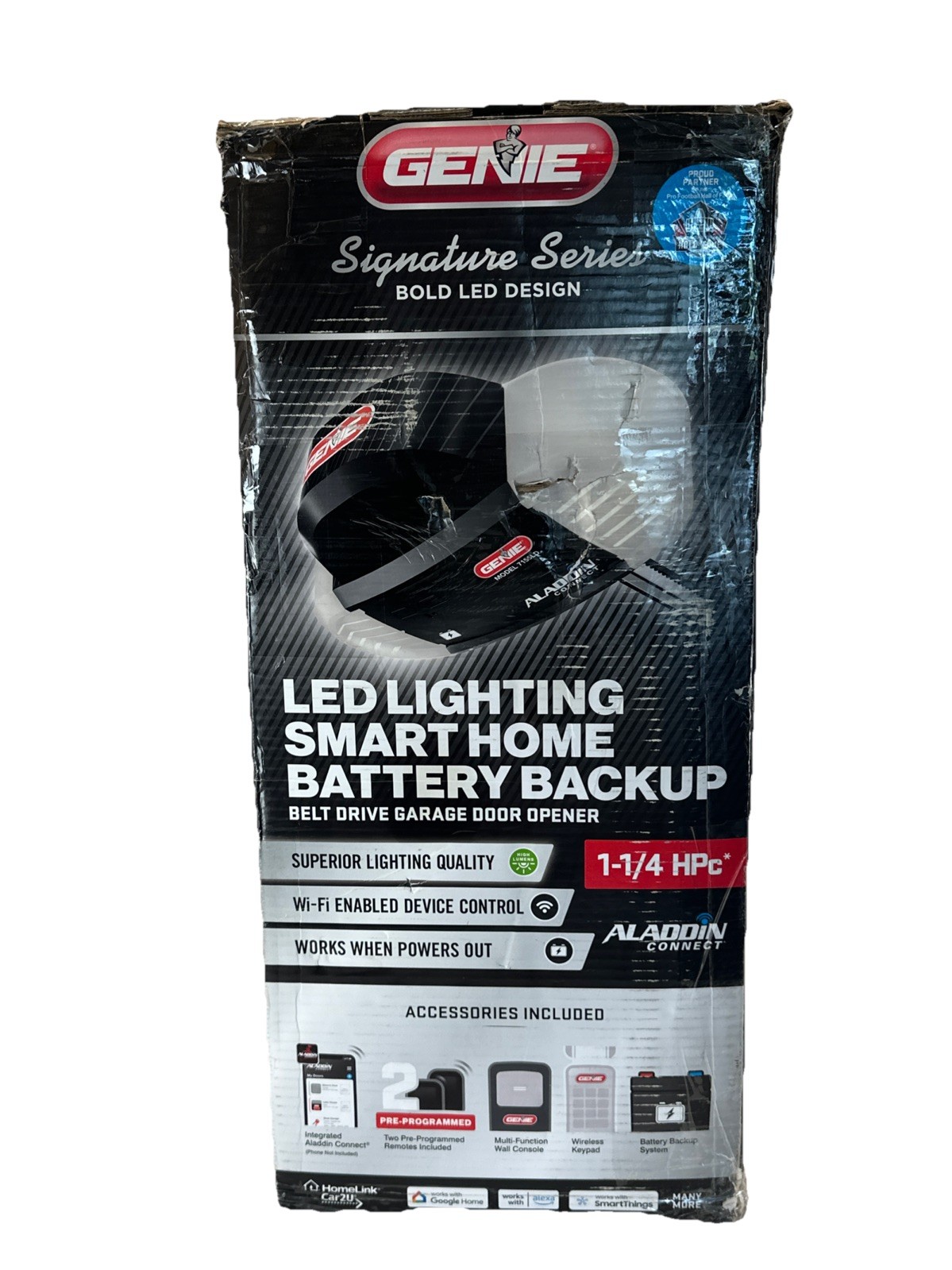 Genie 1-1/4 HP 39765RS Smart Garage Door Opener LED Belt Drive Battery Backup