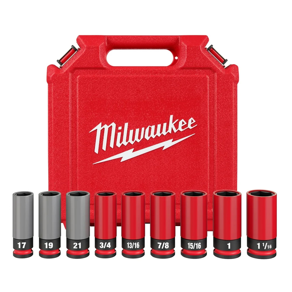 Milwaukee 49-66-7832 SHOCKWAVE 1/2" SAE/Metric Lug Nut Wheel Socket Set - 9 PC