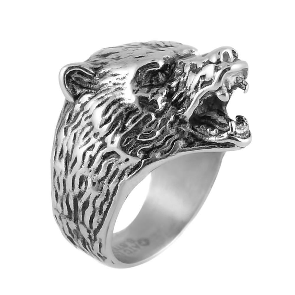 Big and Strong Men's Stainless Steel Grizzly Bear Ring 133