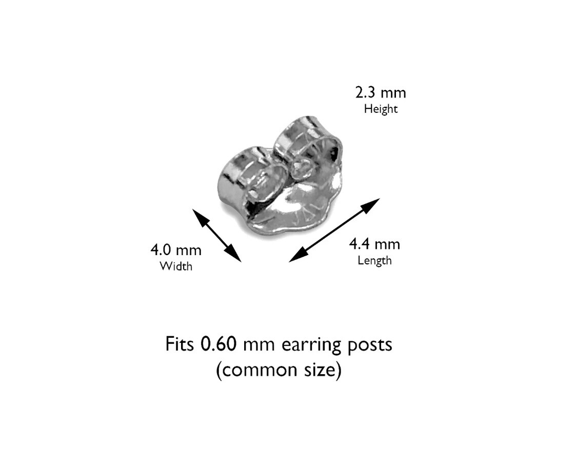 14K Solid White Gold Stud Earring Butterfly Backing Medium 1 Pair Value $69.00