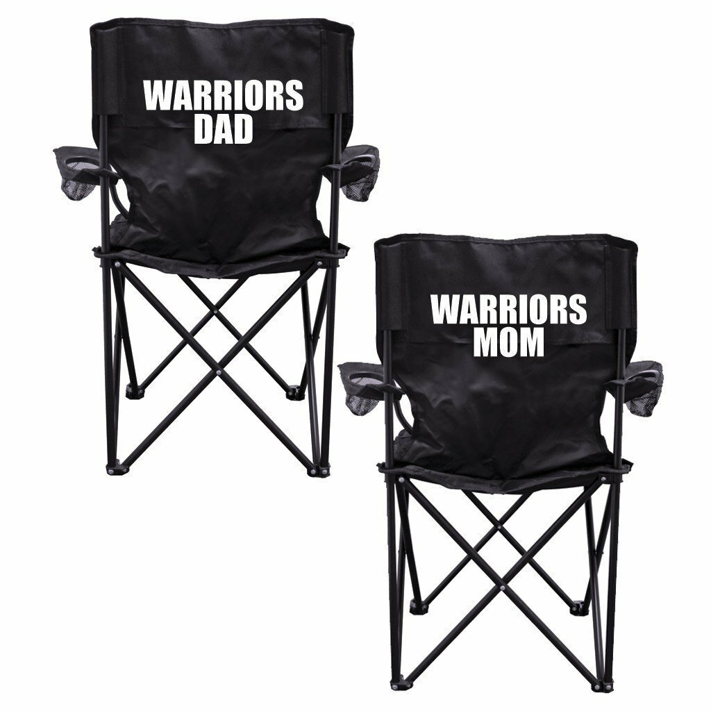 Warriors Parents 2 Black Folding Camping Chair Set of 2 with Carry