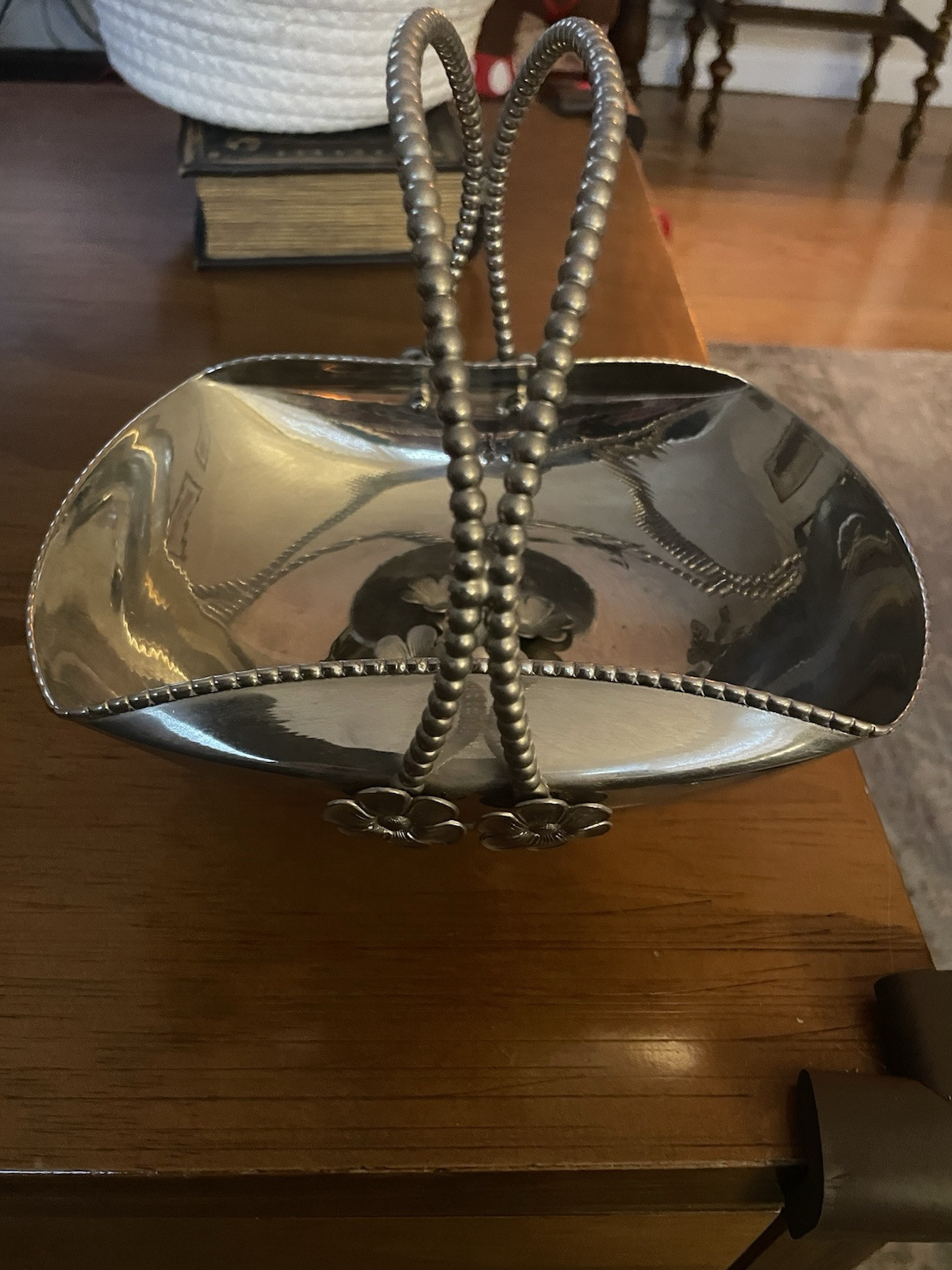 Beautiful Vintage Carniti  Italy Silver Basket W/ Floral design