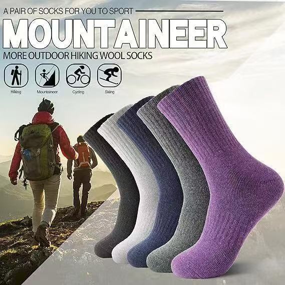 5 Pairs Wool Crew Women Thick Fuzzy Cozy Warm Heavy Casual Boots Color Socks 5-9