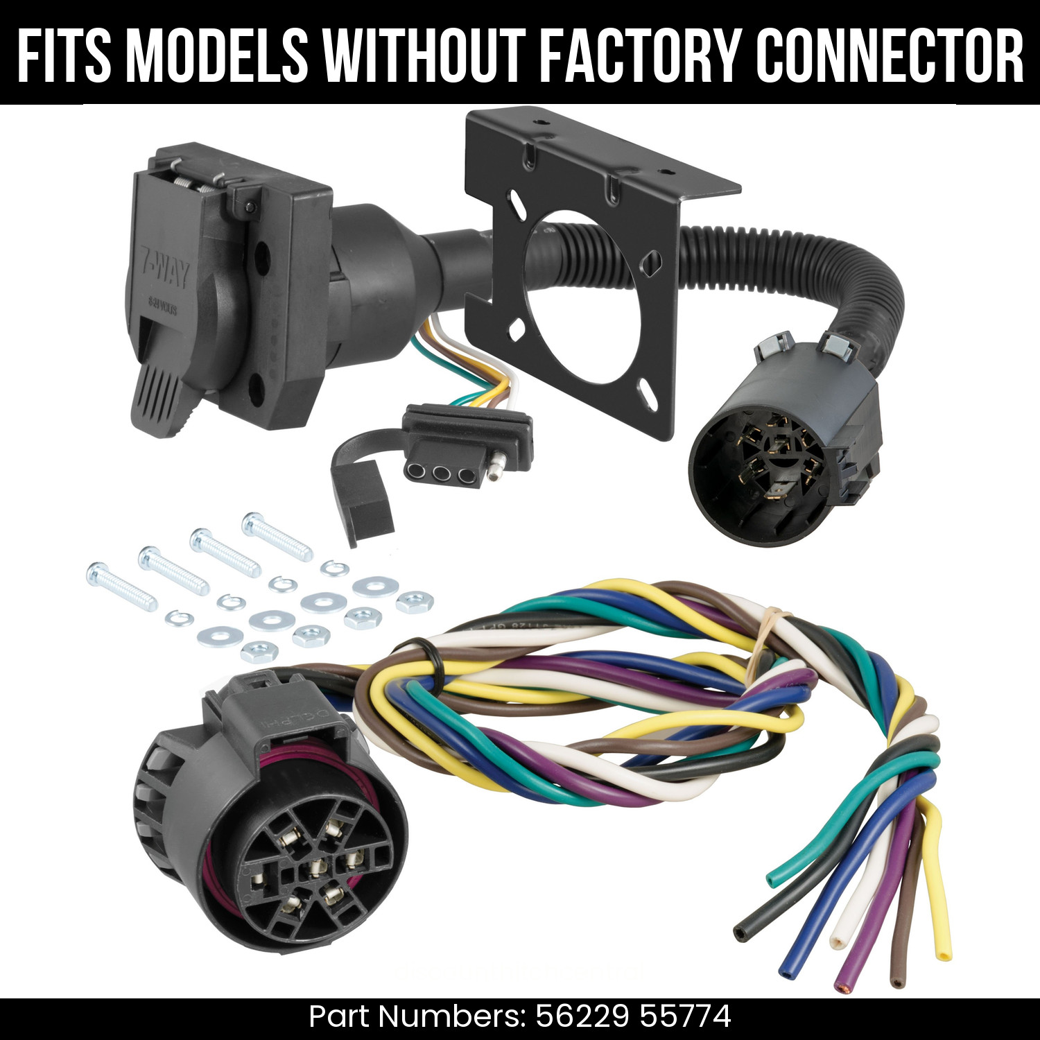 For 05-07 Ford F450 SD 7 Pin Trailer Wiring Plug Fit w/o OE Conn. Curt 7 Prong