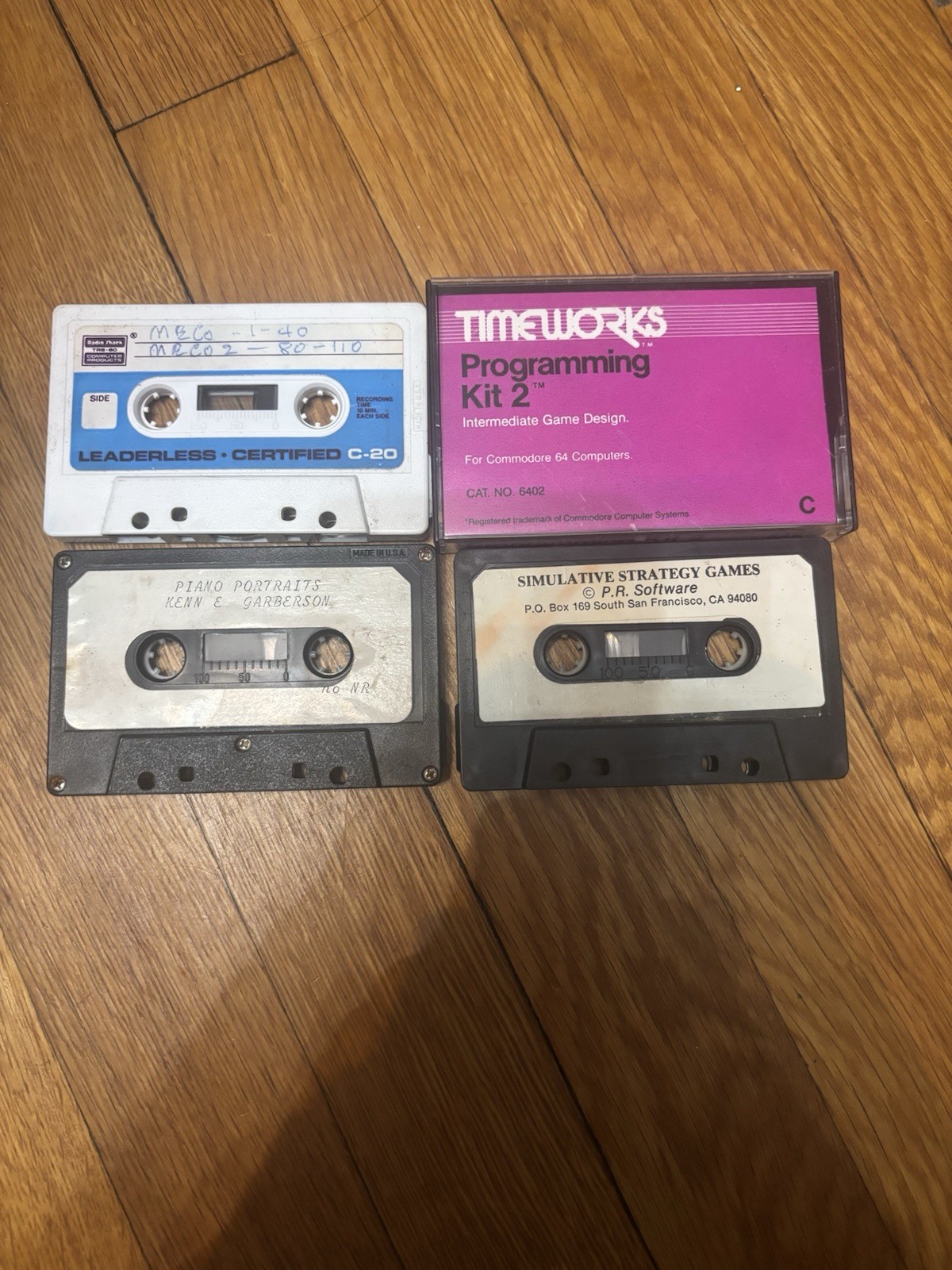Vintage Cassette Tape Lot - Timeworks Programming Kit 2 for Commodore 64 & More