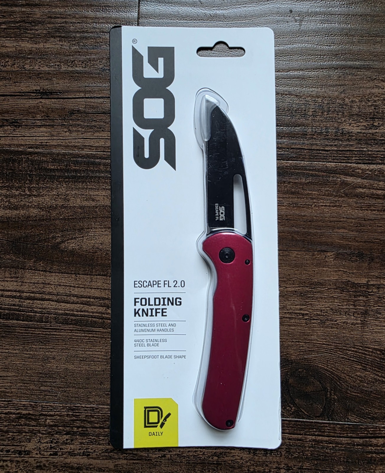 SOG Escape FL 2.0 (GEN 2) Folding Knife 3" Straight Edge Red/Black - 14-52-03-57