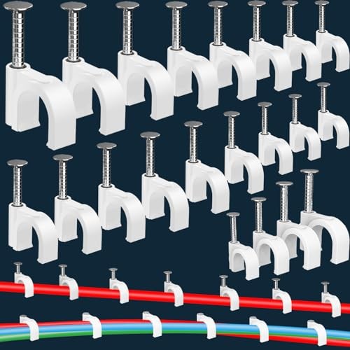 400 Pcs Cable Clips 4/6/8/10mm Nail in Cable Clips with Steel Ethernet Cable