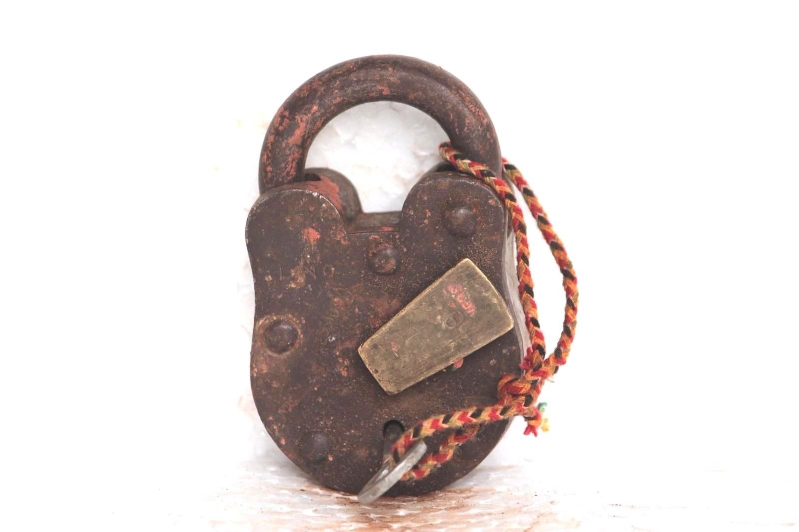 Iron Brass Lock and Key 1900s Old Vintage Antique Rare Collectible
