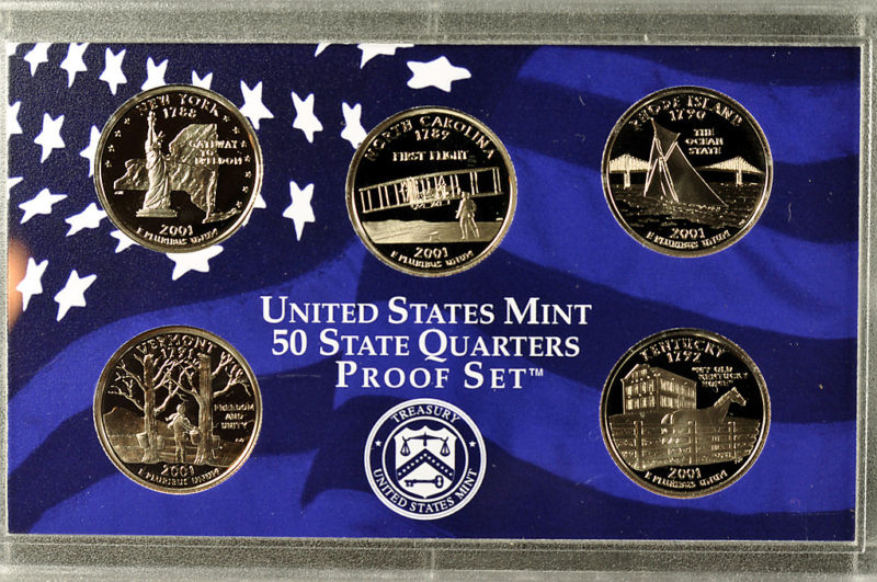 2001-S  US QUARTER PROOF SET (NO BOX or COA) 5 GEM Proof Coins