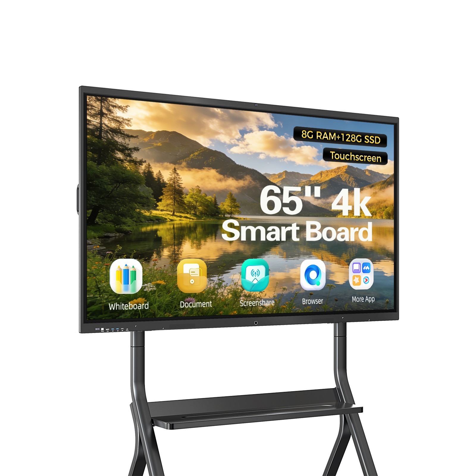 65 Inch 4K UHD Smart Board, Interactive Digital Whiteboard, 20-Point Touchscreen