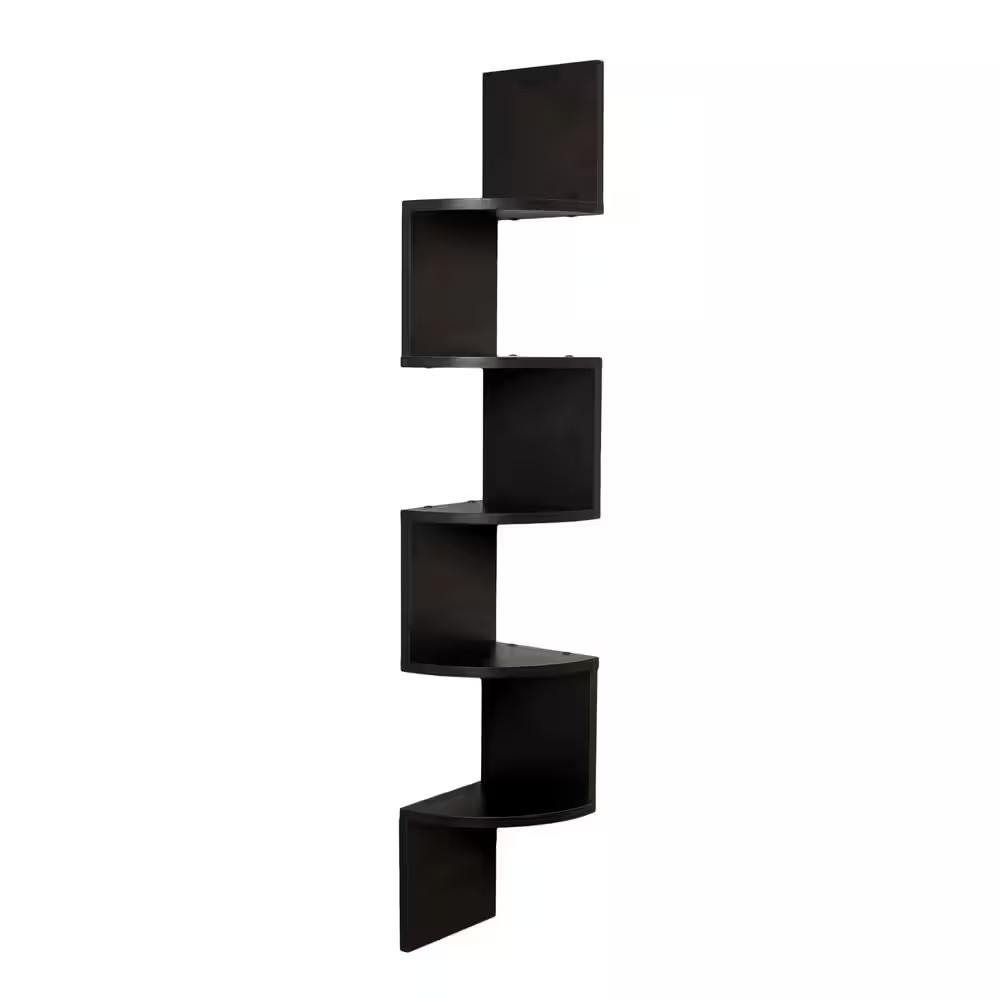 Zig Zag 7.75 in W X 7.75 In. D Floating Laminate Corner Wall Decorative Shelf in