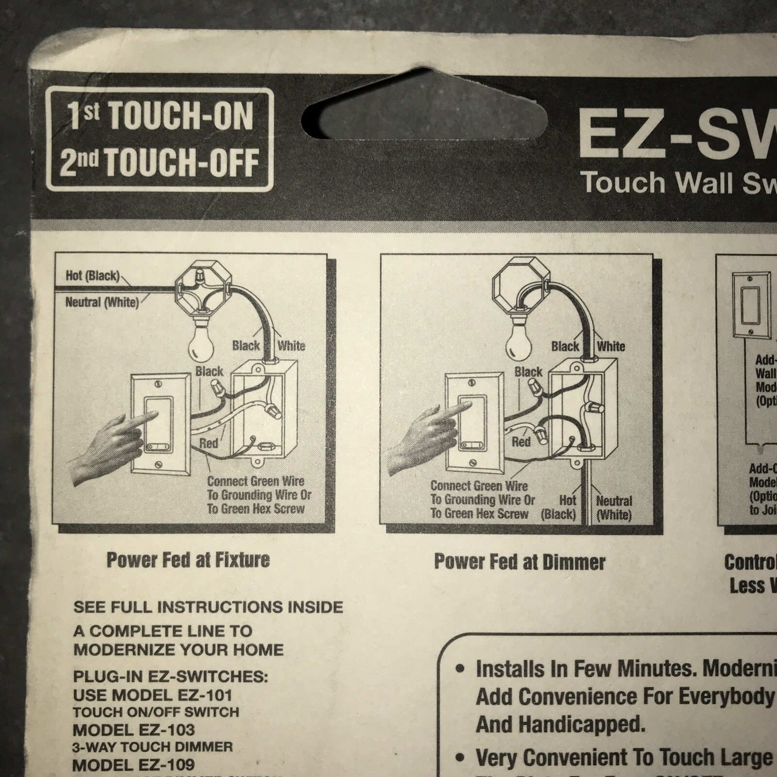 5 Qty EZ-Switch Touch Wall Switch EZ-111 On/Off Switch