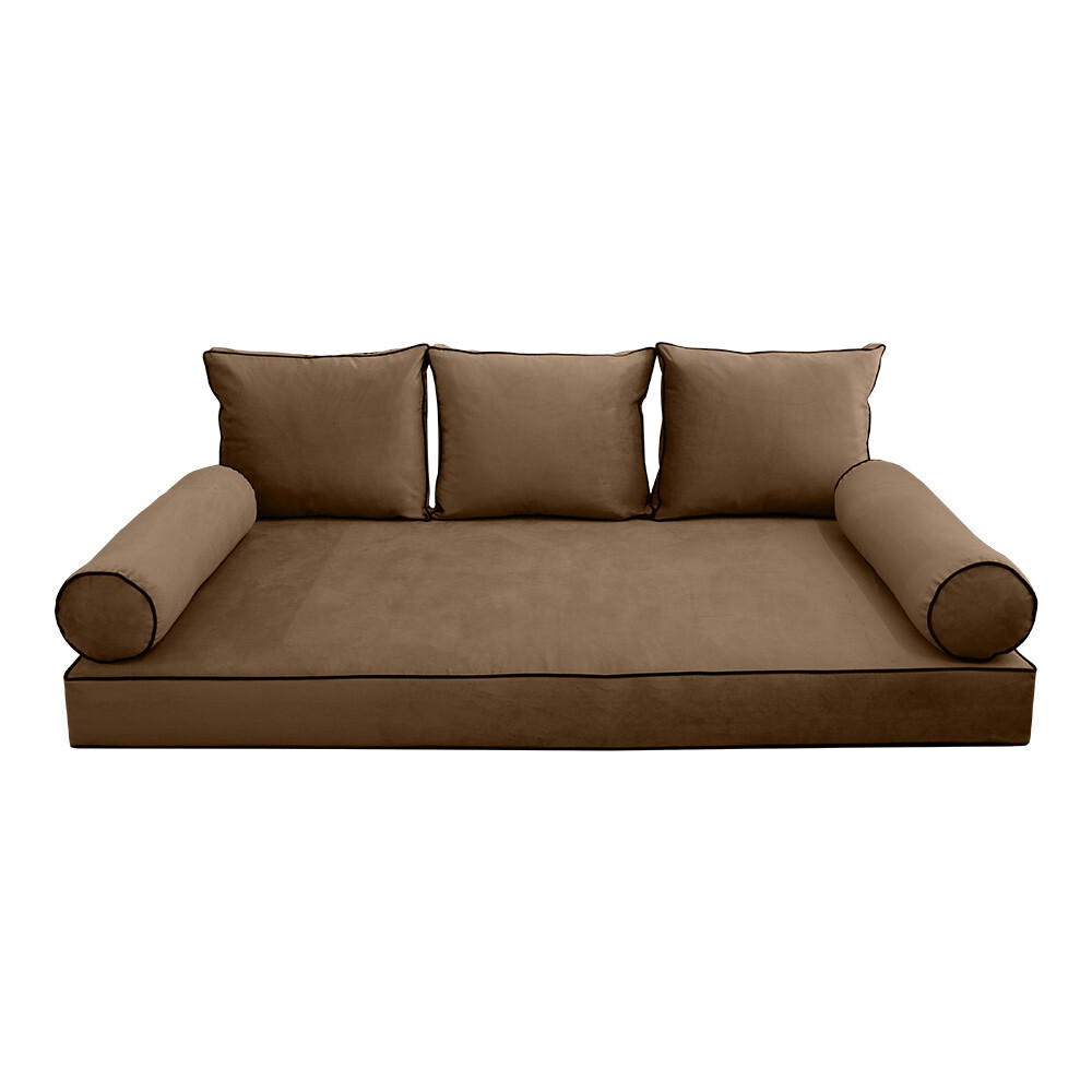STYLE V3 Twin Velvet ContrastPipe Indoor Daybed Mattress Pillow|COVER ONLY|AD308
