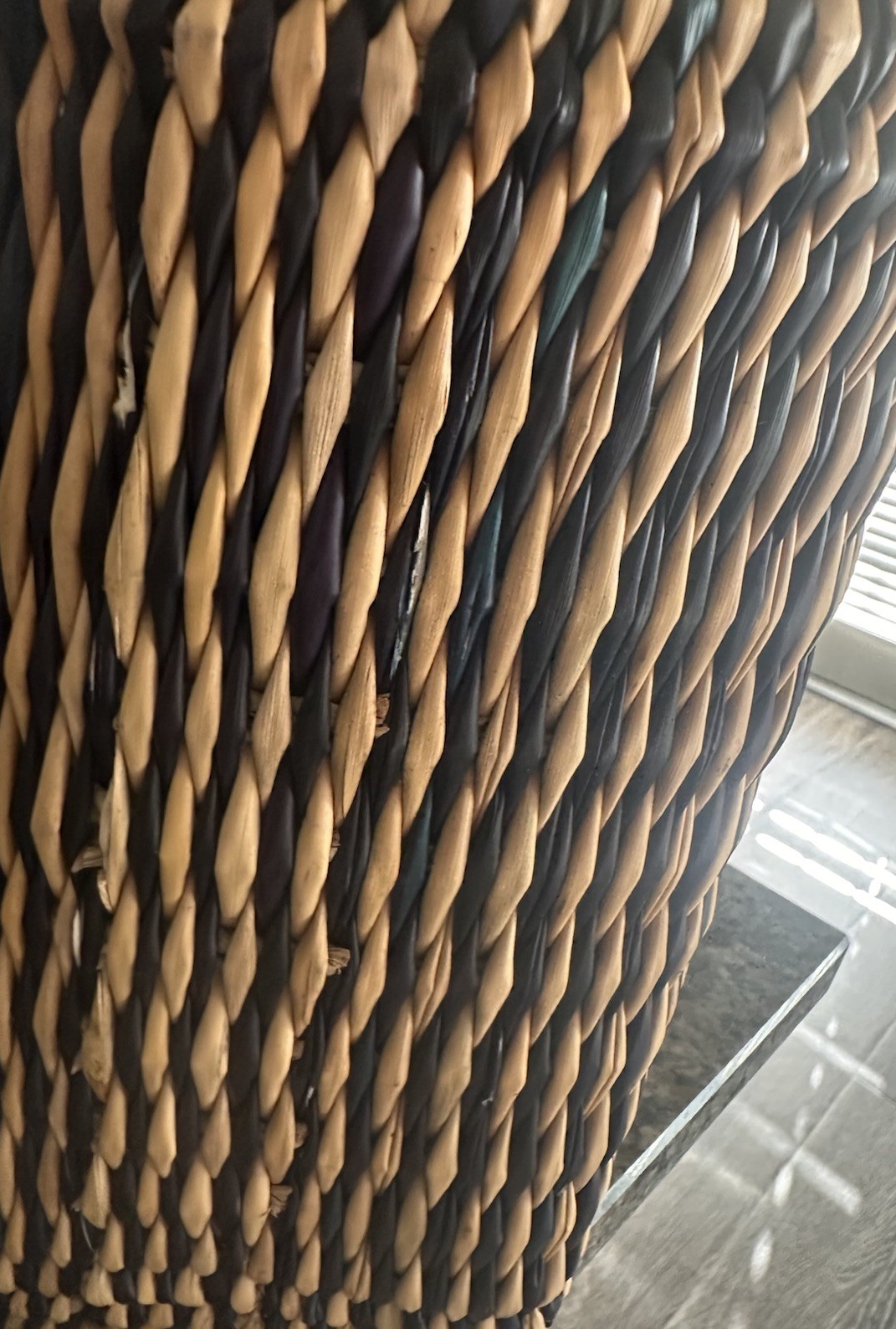 Woven Handcrafted Tote Basket with Leather Handles