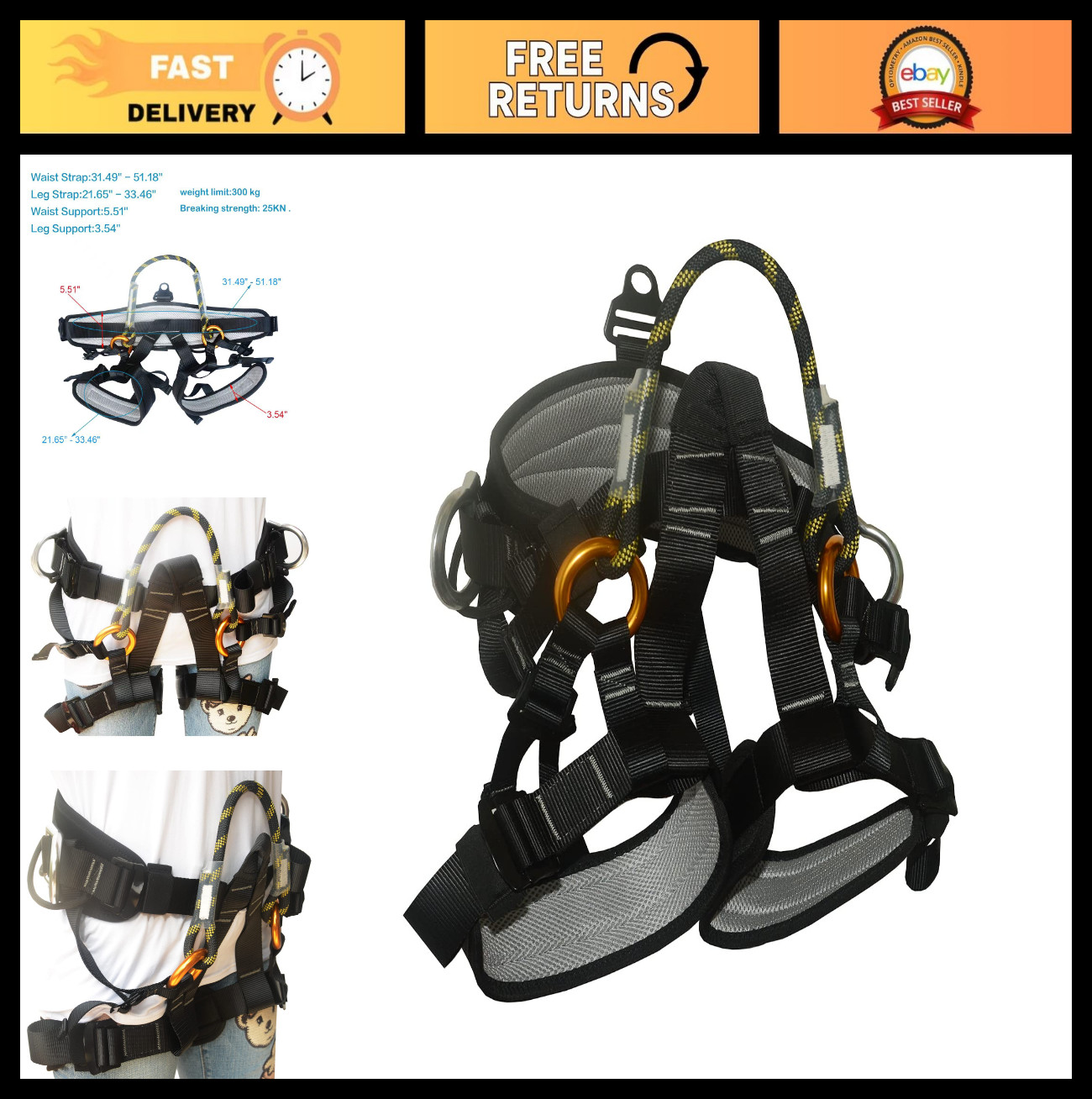 Outdoor Tree Climbing Safety Seat Belt - Large Treestand Harness for Secure Use