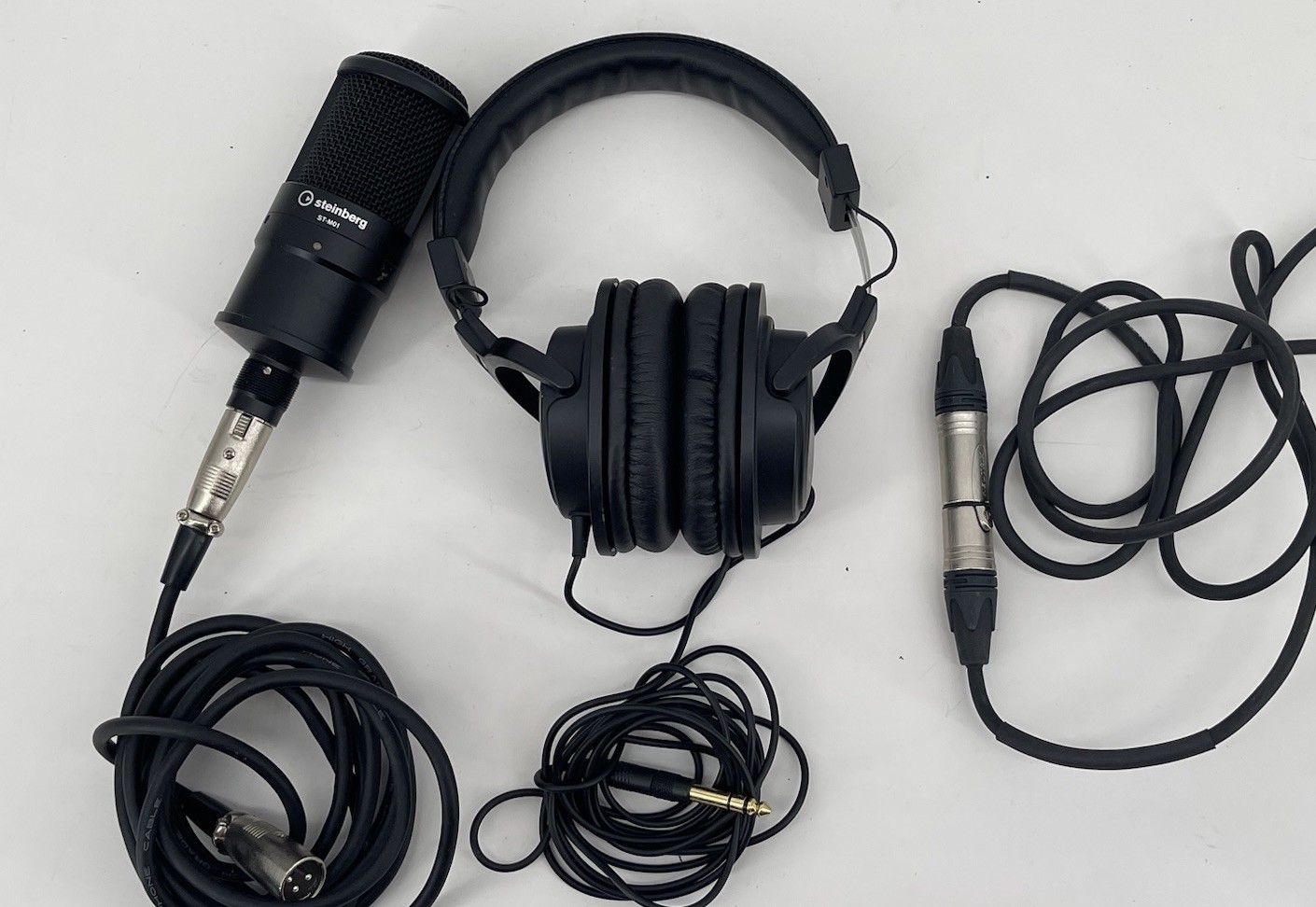 Steinberg ST-M01 Condenser Microphone ST-H01 Studio Headphones XLR Cable Bundle