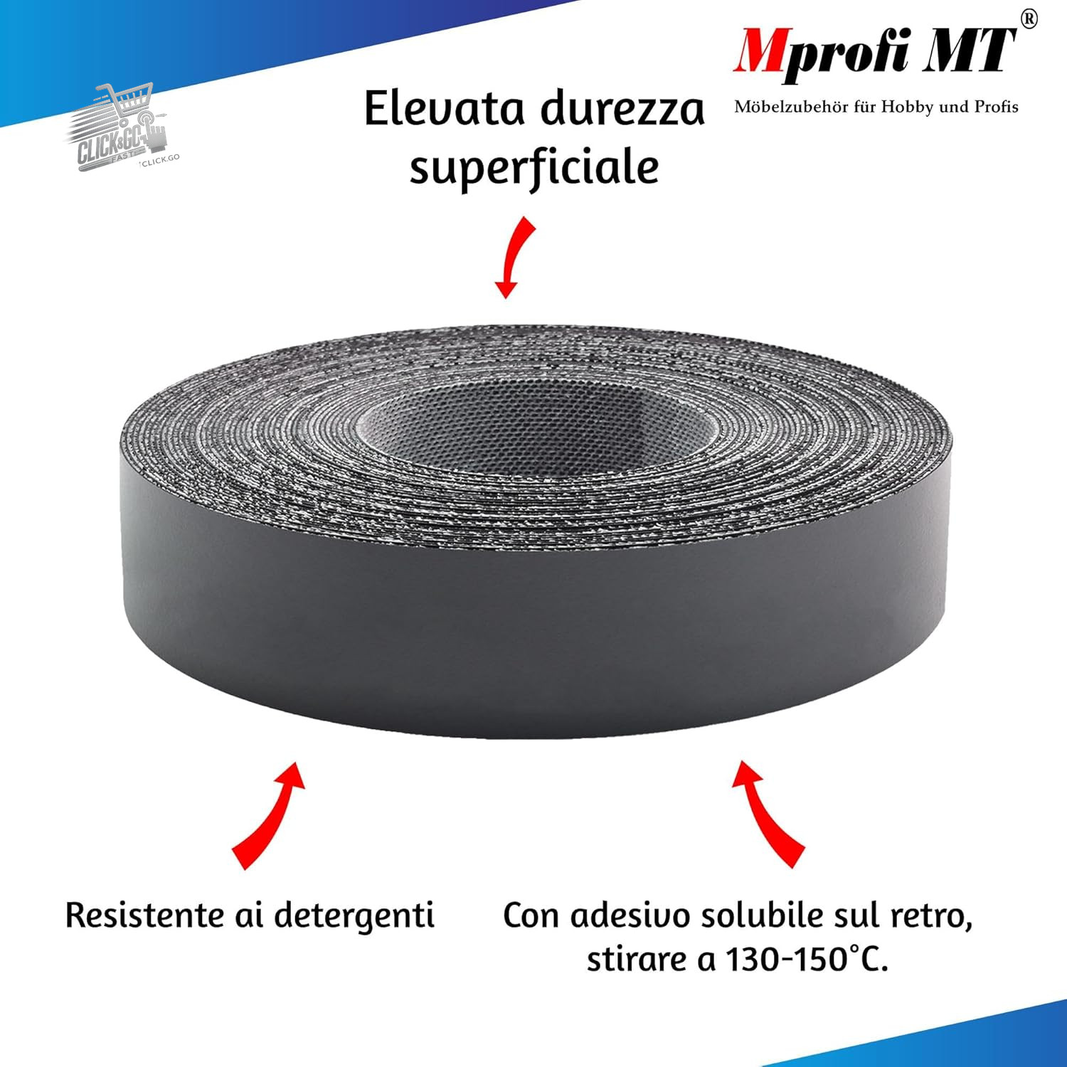 ® - Anthracite Effect Edge | 60mm X 5M | Easy to Apply | Kitchen Edge in