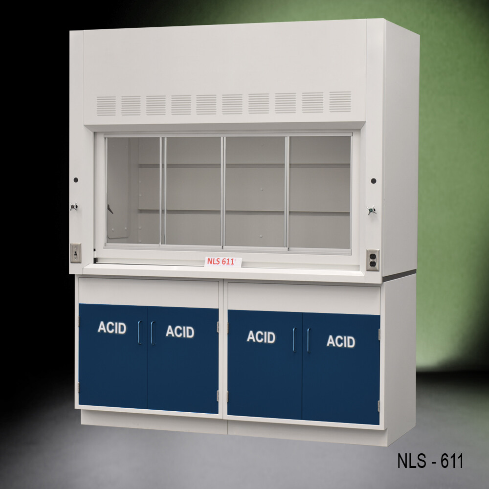 Fisher American 6' Fume Hood / ACID Storage Cabinets / Chemical Resistant E2-109