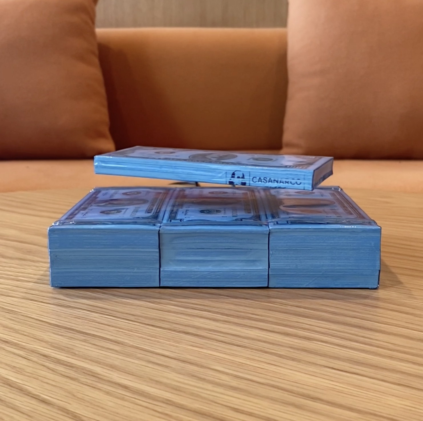 Levitating Money Table Top Decor Magic Stack in Sky Blue
