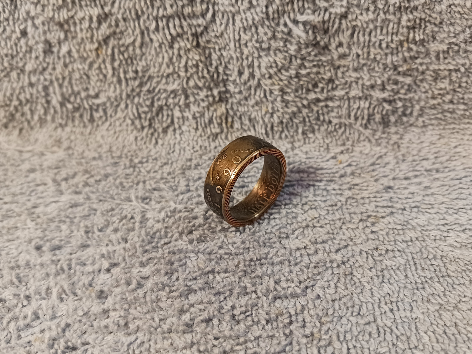 1990  Kennedy Half Dollars  size 10   coin ring  handmade mixed metals (A)