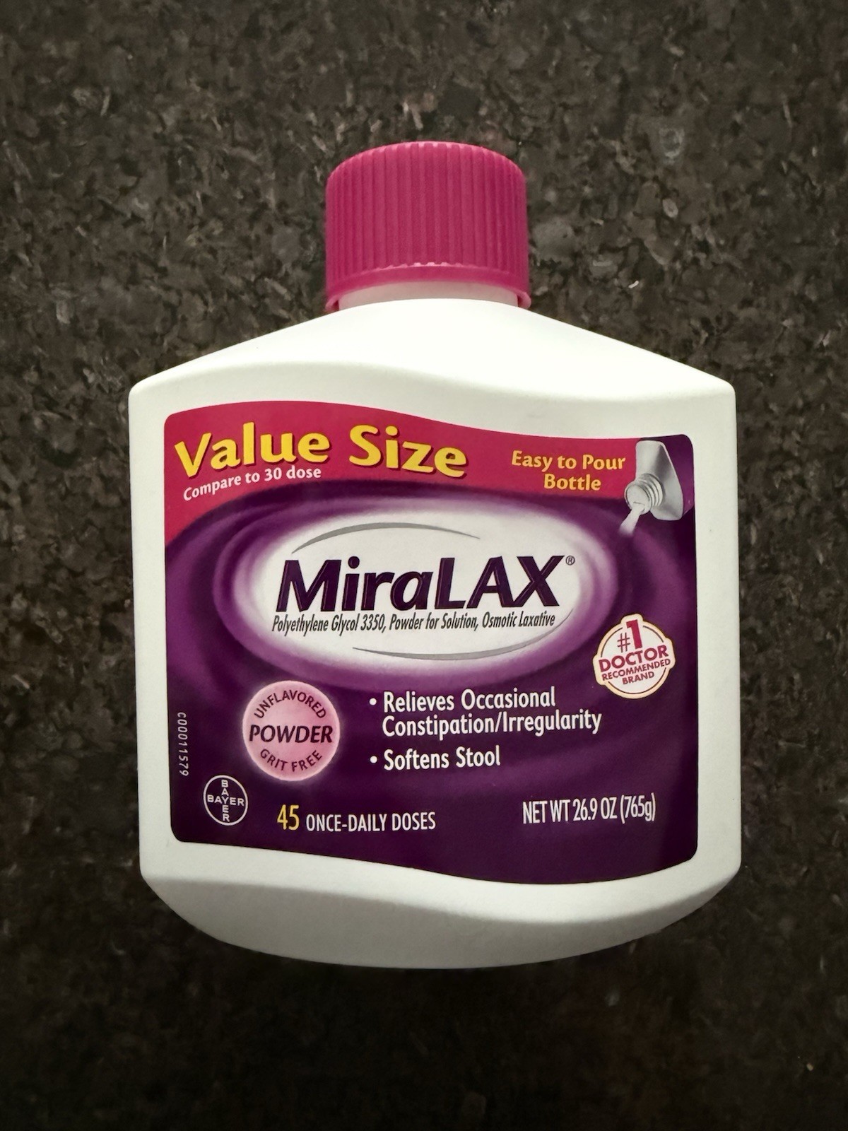 New MiraLAX Laxative Powder 45 Days - 26.9 Oz - Value Size - 06-27+