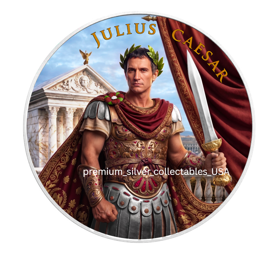 2026 USA Legendary Warriors "Julius Caesar" 1 Ounce Pure Silver Colorized Coin!