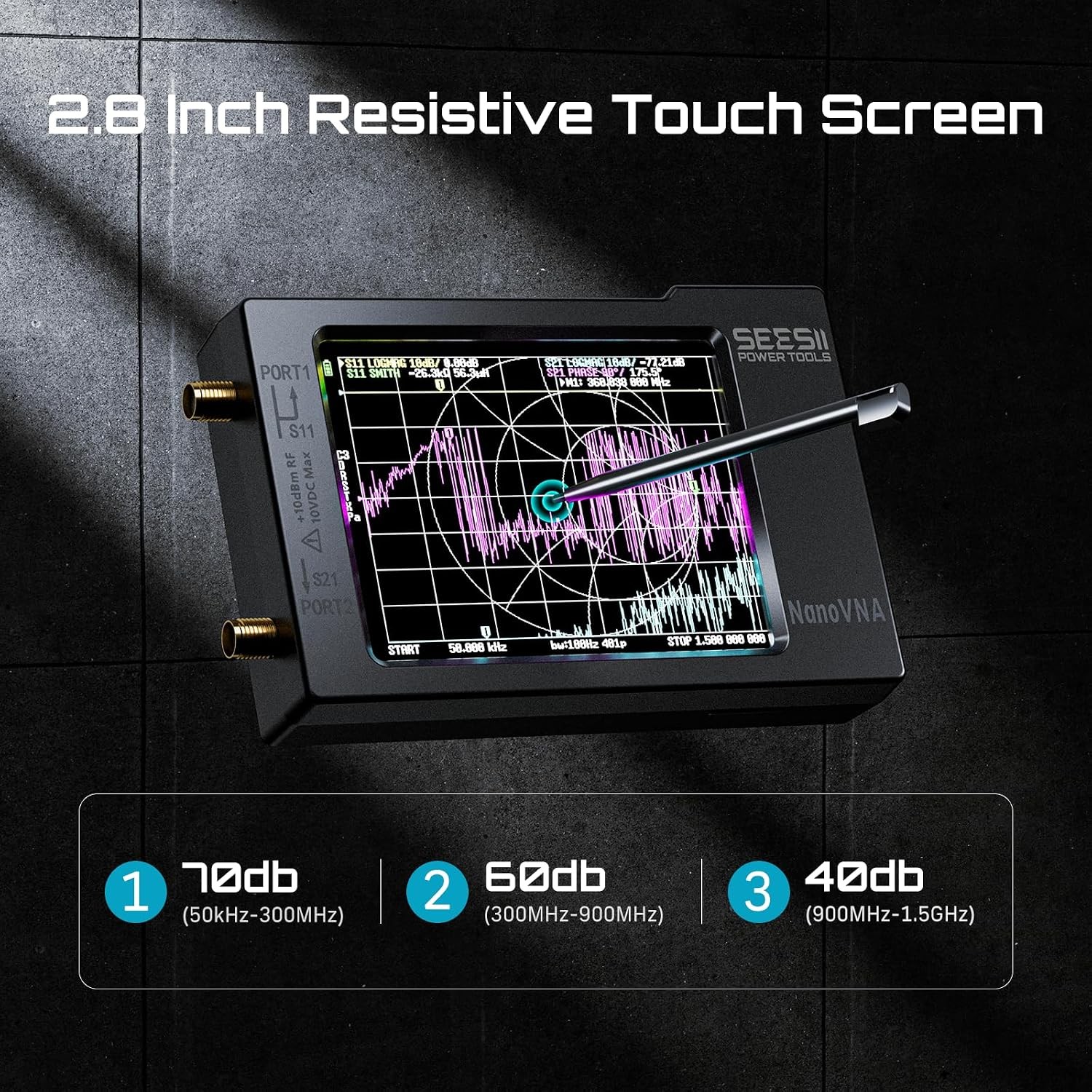 Touch 2.8 inch NanoVNA-H Vector Network Analyzer HF VHF UHF MF Antenna Analyzer