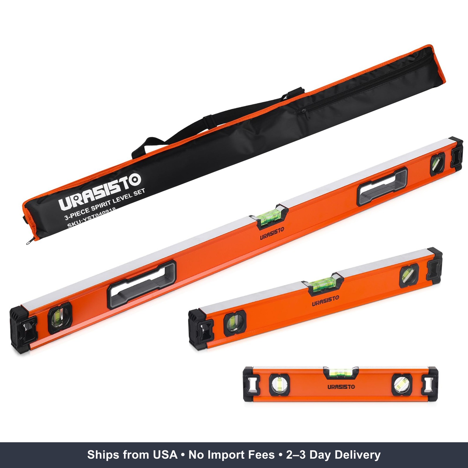 3-Piece Spirit Level Set, 12", 20", 40" Level Set with Magnetic Torpedo Level, 4