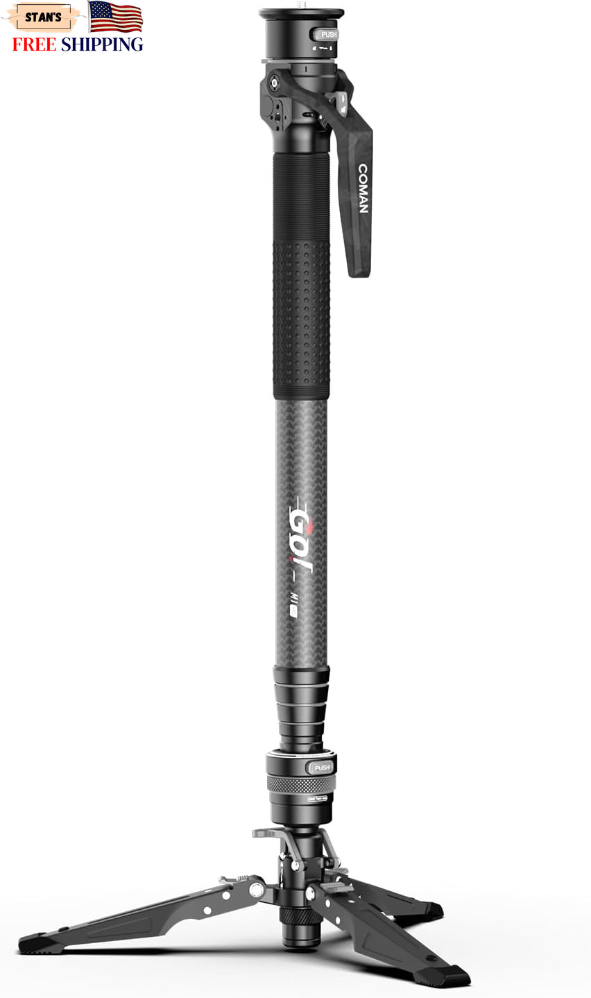 COMAN One Click Lifting Carbon Fiber Monopod M1 Pro Camera Monopod with Feet NEW