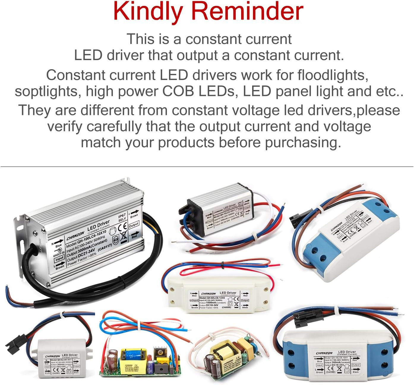 Chanzon LED Driver 600Ma (Constant Current Output) 60V-85V (Input 110-240V AC-DC