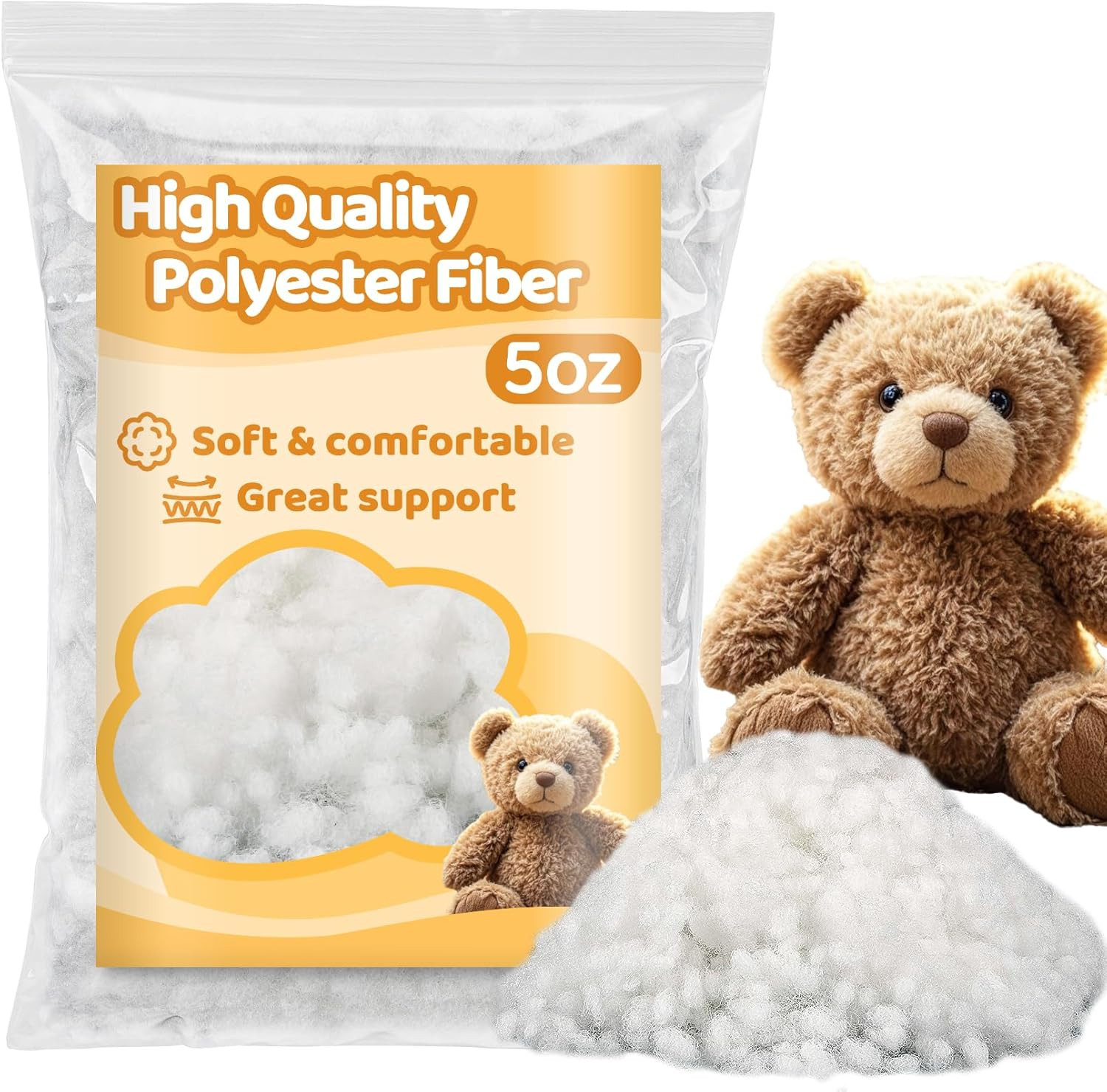 5.3 OZ RAINFLOW Polyester Fiberfill Stuffing - Premium Polyfill Stuffing for Stu