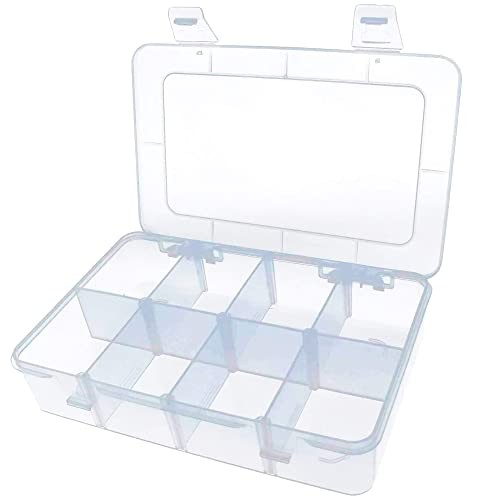 8 Grids Clear Plastic Organizer with Adjustable Dividers, 7.9x4.9x1.65 in