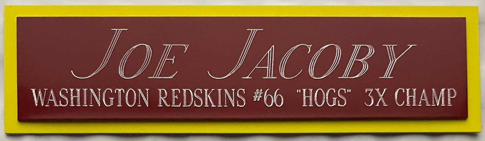 JOE JACOBY REDSKINS NAMEPLATE FO AUTOGRAPHED Signed Football Helmet JERSEY PHOTO