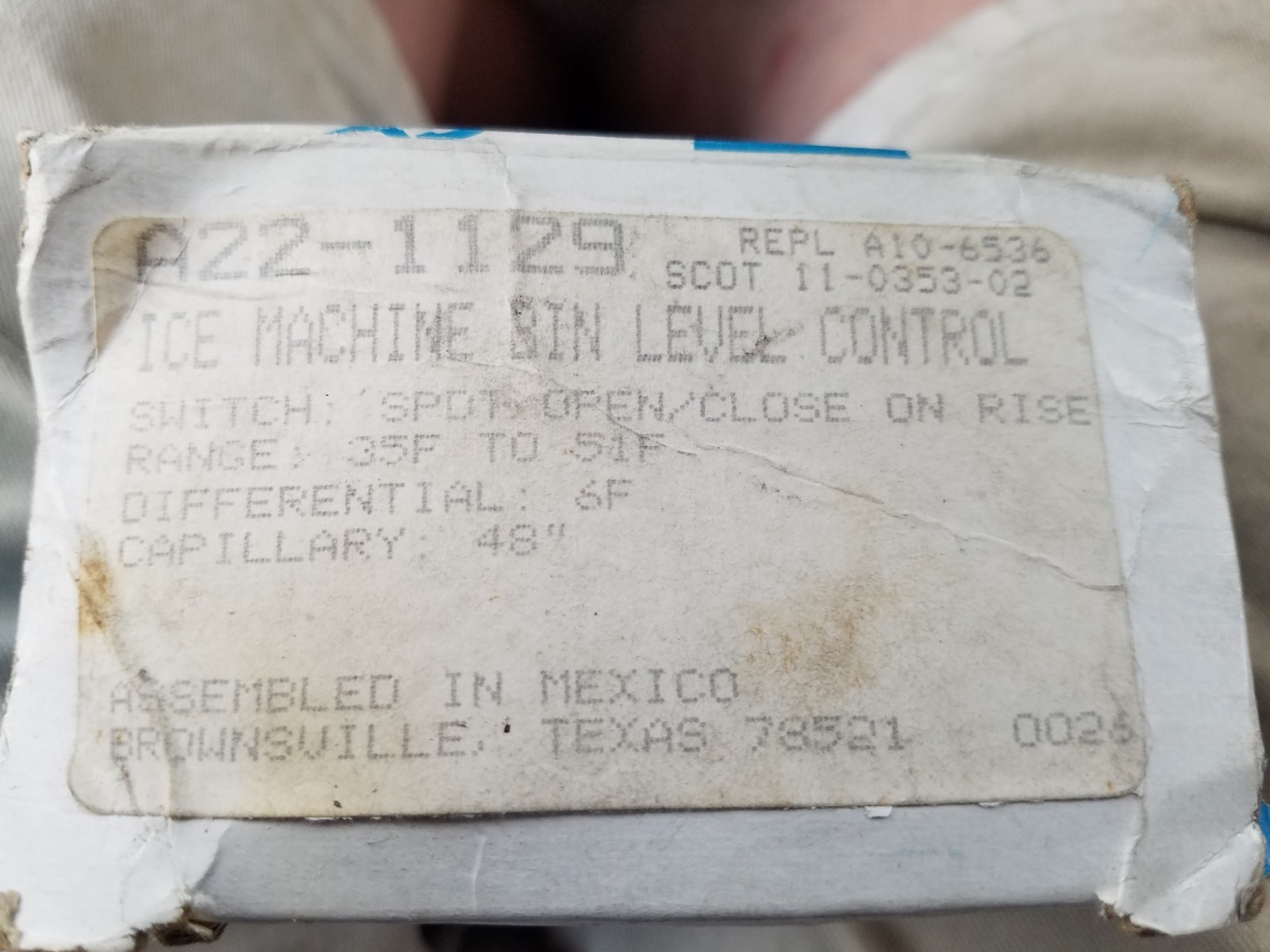 Ranco ice bin control #A22-1129 *NIB*