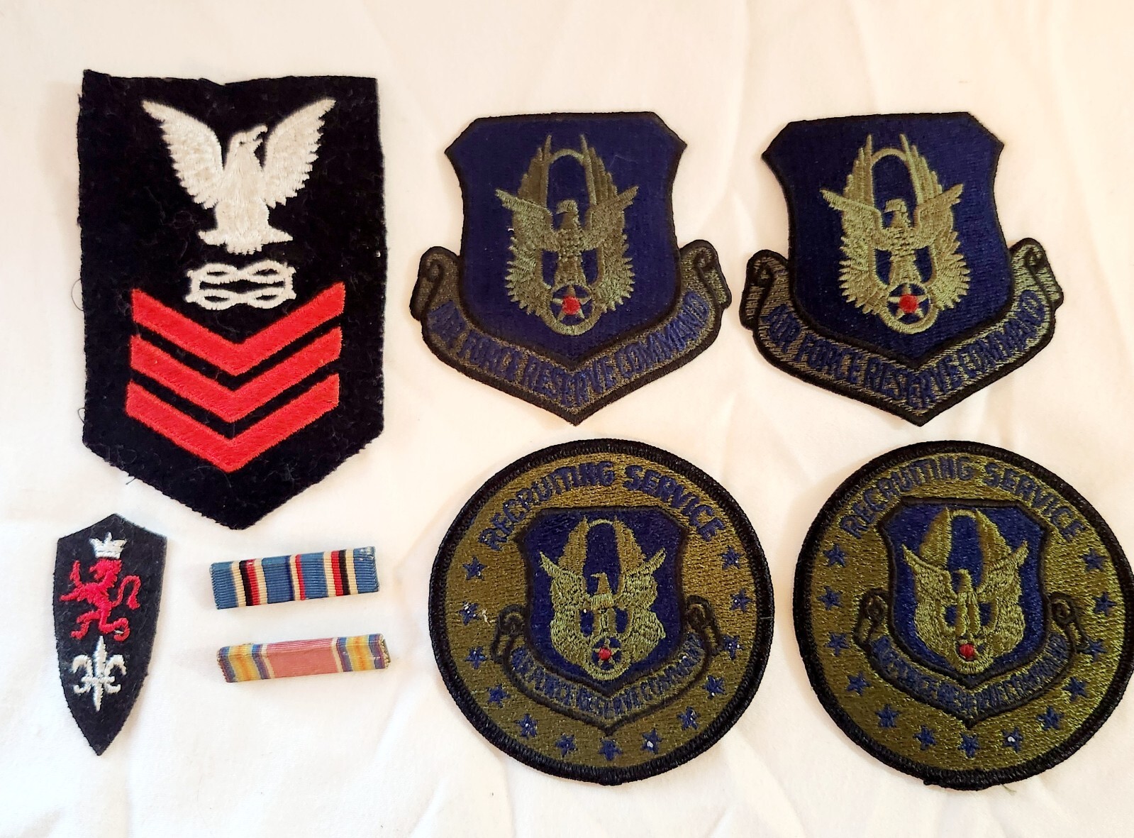 WWII Military Patches, 1st class Embroidered Chevron, USMC USN 1.2" Ribbon Bars